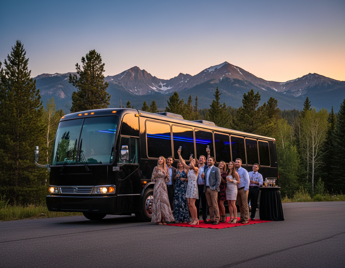 Golden party bus and bus charter